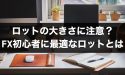 FX初心者はロットの大きさに注意？初心者に最適なロットとは